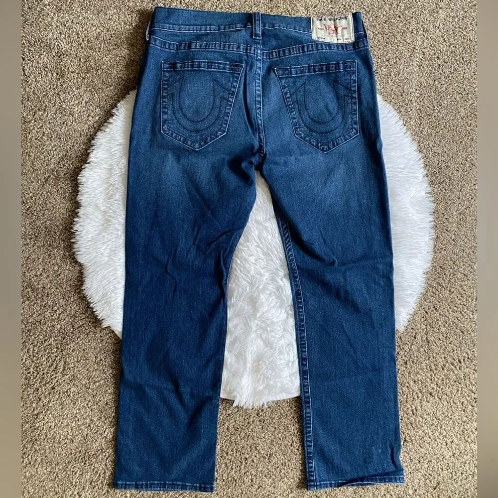 True‎ Religion Ricky Relaxed Straight Jeans Mens Size 34x30 Offset Blue